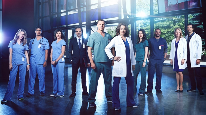 Michael Shanks and cast of Saving Hope