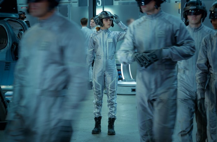 Olivia Cooke in a futuristic uniform
