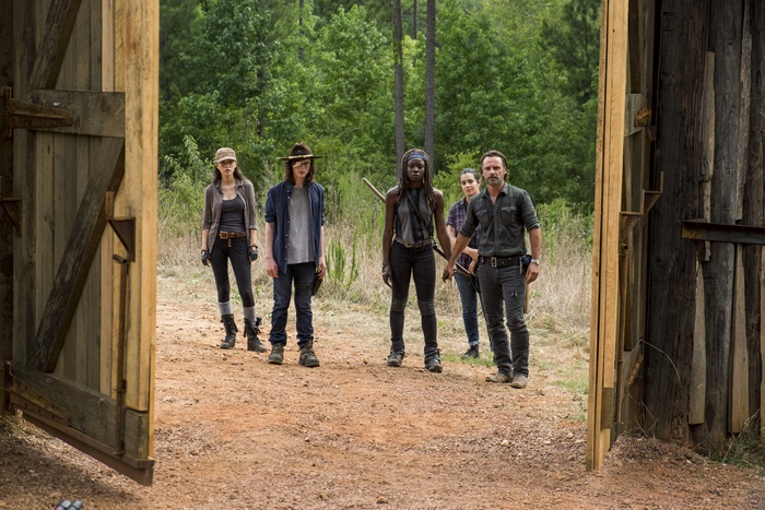 The Walking Dead: Enid, Carl, Michonne, Rosita, Rick