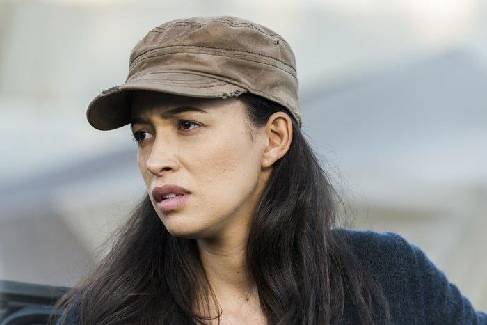 Christian Serratos wearing a cap