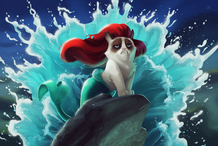 Grumpy Cat as Ariel from The Little Mermaid