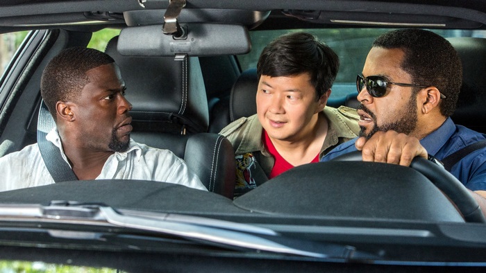 Kevin Hart, Ken Jeong, and Ice Cube in a car