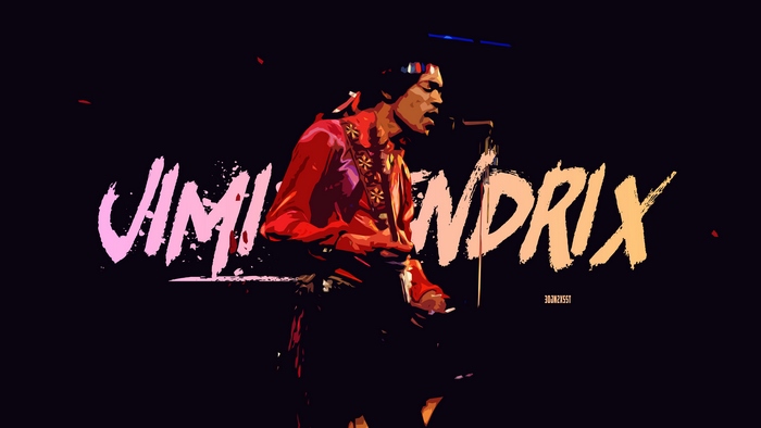 Jimi Hendrix performing on stage