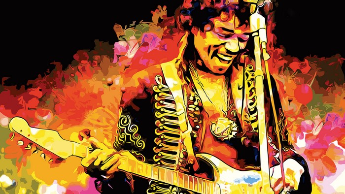 Jimi Hendrix playing guitar