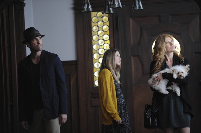 Taissa Farmiga and two others in a room