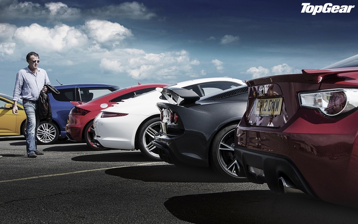 Jeremy Clarkson with cars on Top Gear