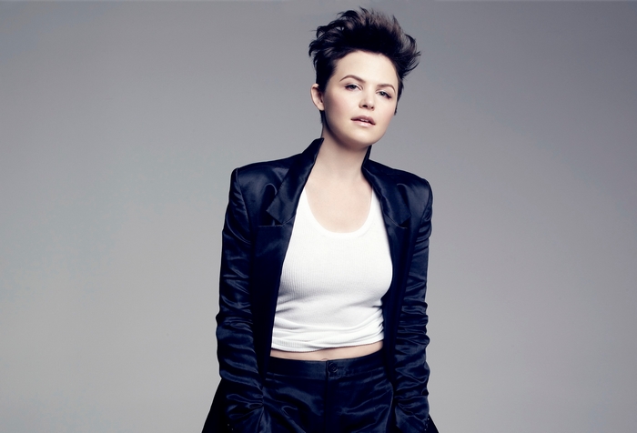 Ginnifer Goodwin in a black suit