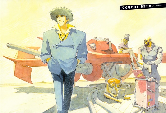 Cowboy Bebop characters with spaceship