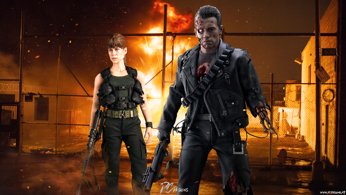 Sarah Connor and T-800 from Terminator