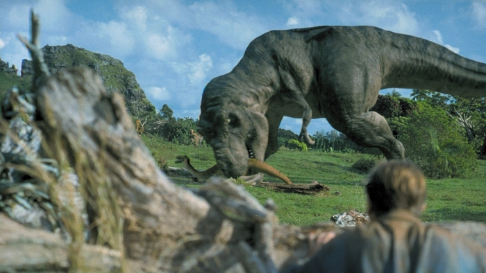 Tyrannosaurus Rex attacking a smaller dinosaur
