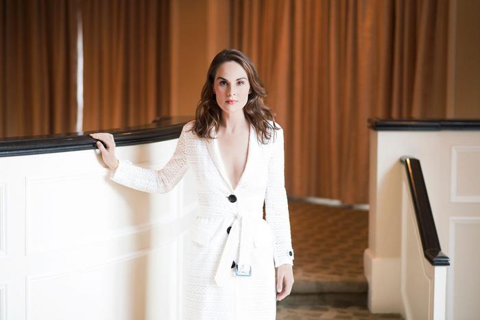 Michelle Dockery in a white outfit