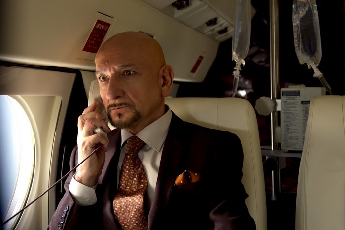 Ben Kingsley on a private jet