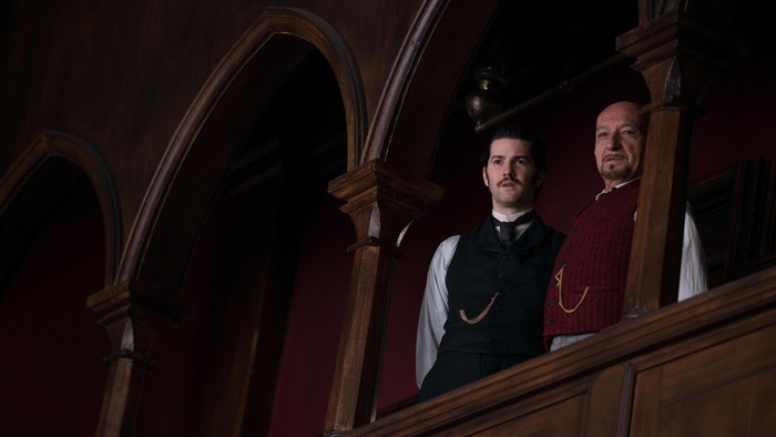 Ben Kingsley and man in Victorian attire