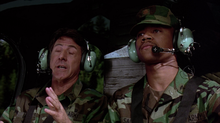 Dustin Hoffman and Cuba Gooding Jr. in a helicopter