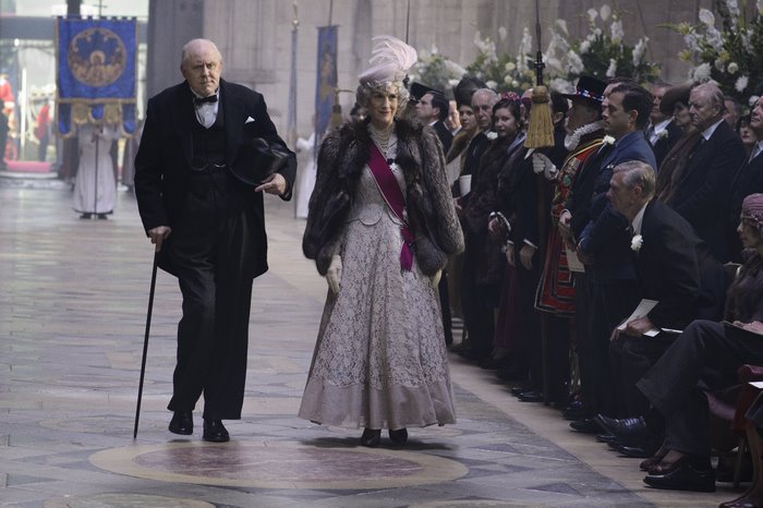 Winston Churchill and Queen Elizabeth II at a ceremony