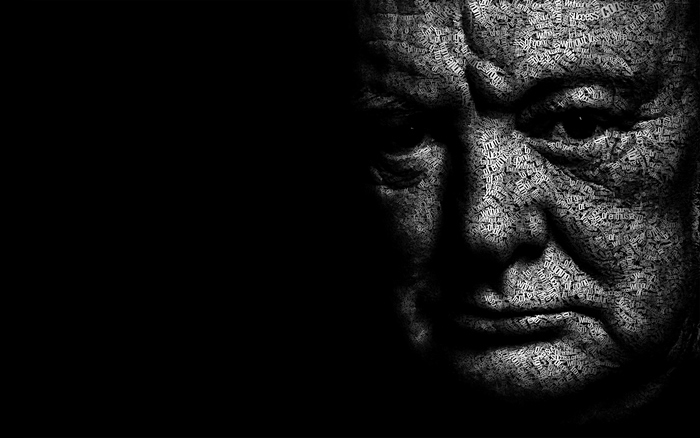 Winston Churchill portrait made of words