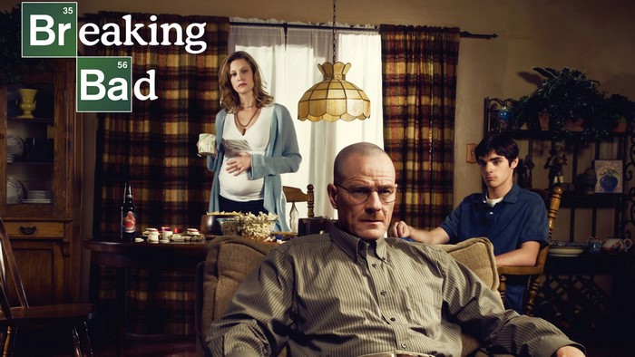 Breaking Bad poster with Walter White, Skyler White, and Jesse Pinkman