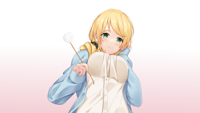 Ellen Baker holding a cotton ball on a stick
