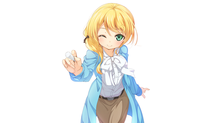 Ellen Baker holding chalk