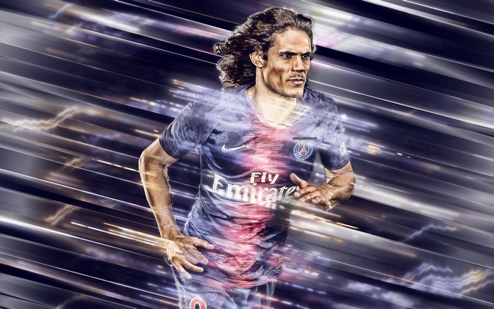 Edinson Cavani running with motion blur