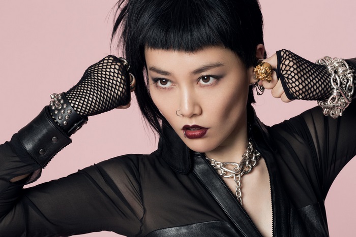 Rinko Kikuchi with punk-rock accessories
