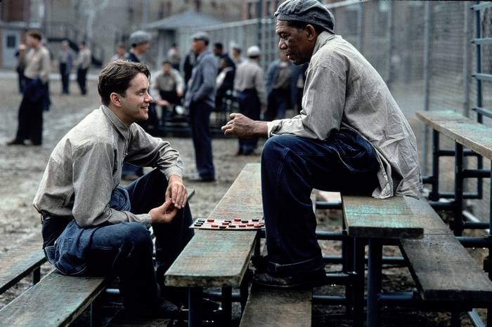 Andy Dufresne and Ellis 'Red' Redding playing checkers