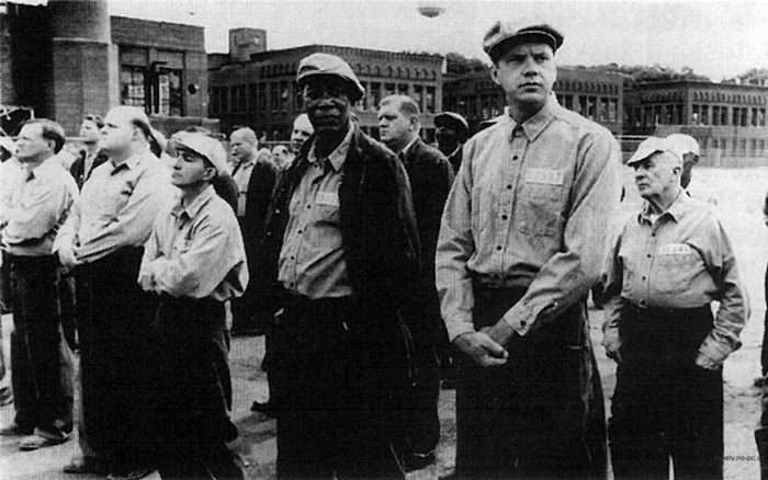 Prisoners standing in formation
