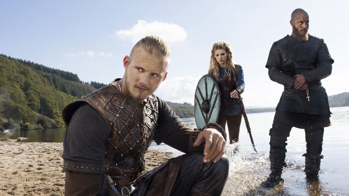 Alexander Ludwig and cast from Vikings