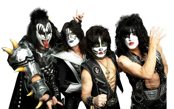 KISS band members Gene Simmons, Paul Stanley, Ace Frehley, Peter Criss