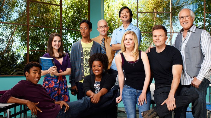 Community cast posing for a promotional photo