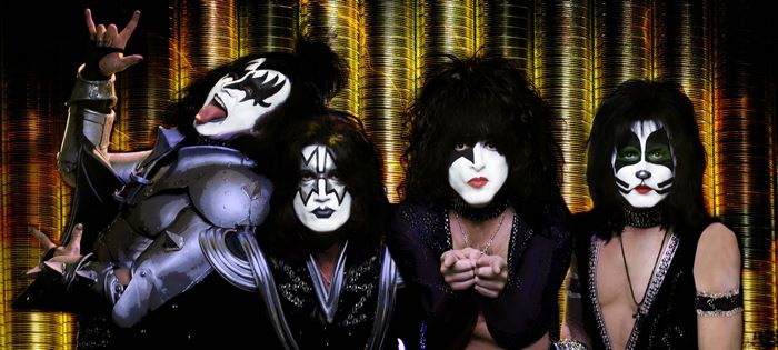 The band KISS in costume