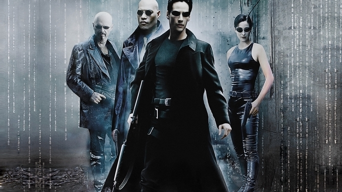 The Matrix characters Neo, Trinity, Morpheus, and Agent Smith
