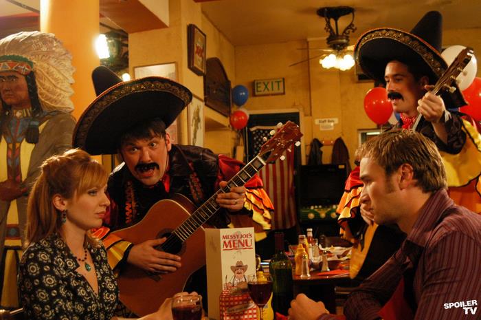 Katherine Parkinson in a Mexican restaurant