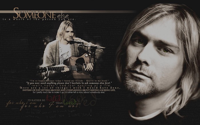 Kurt Cobain with Guitar and Quote