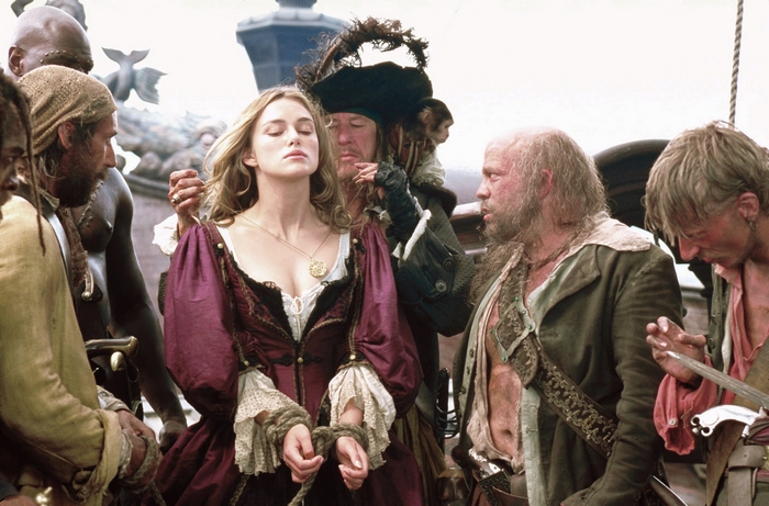Elizabeth Swann and pirates from Pirates of the Caribbean