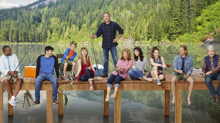 Tim Allen and family fishing on a dock