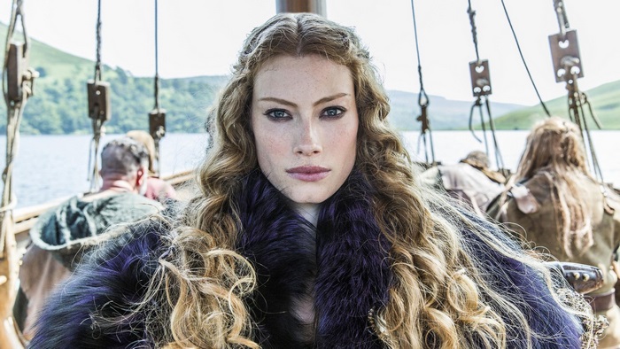 Alyssa Sutherland on a Viking Ship