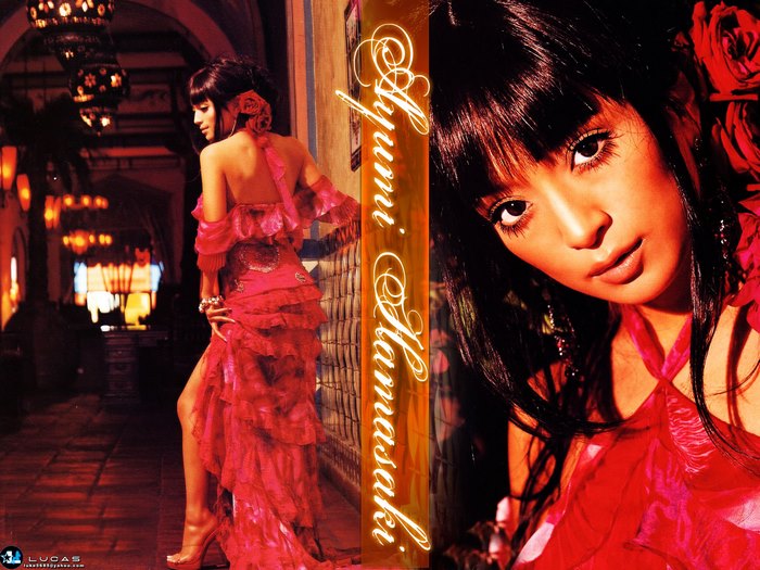 Ayumi Hamasaki in a red dress
