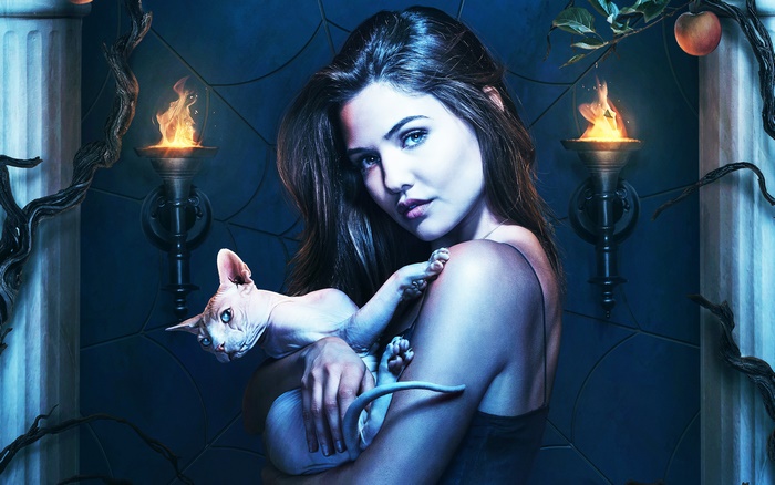 Danielle Campbell with a Sphynx Cat