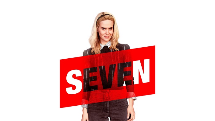 Sarah Paulson with "SEVEN" text