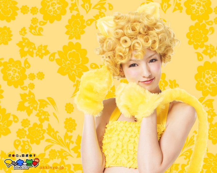 Akina Minami in yellow cat costume