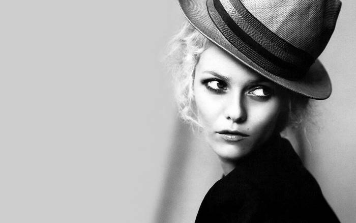 Vanessa Paradis wearing a fedora hat