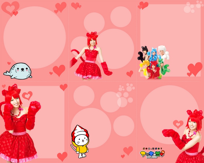 Akina Minami in red cat costumes