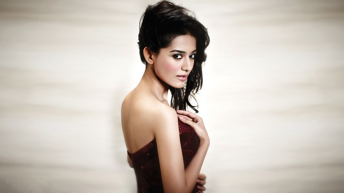 Amrita Rao in a red dress
