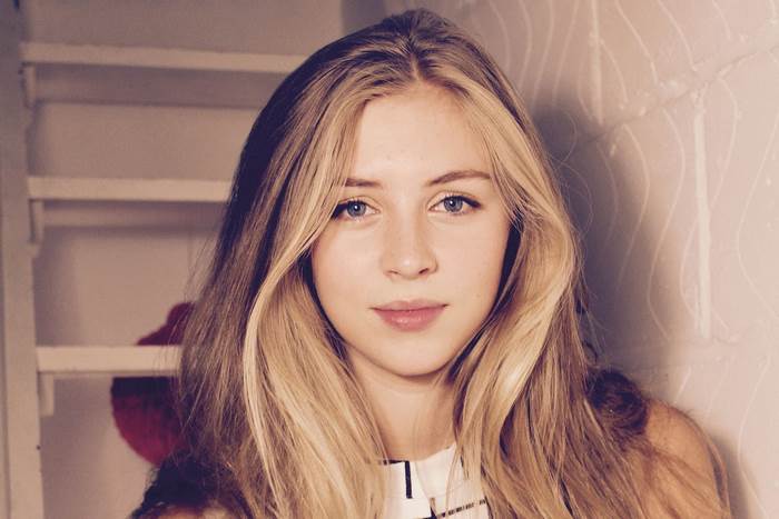 Hermione Corfield Portrait with Long Blonde Hair