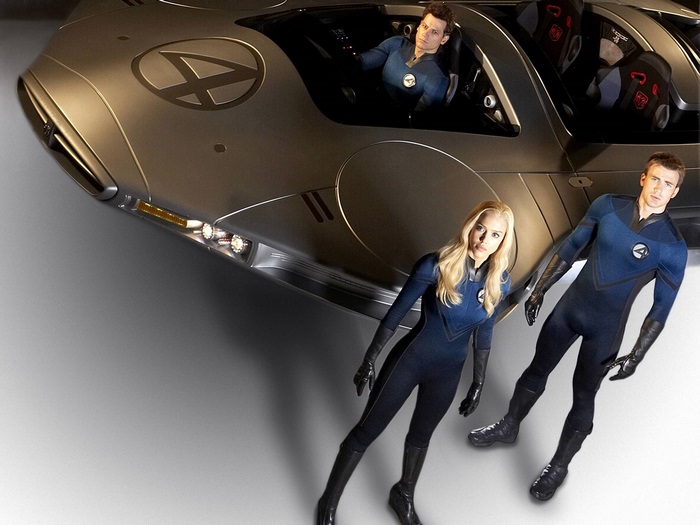 Fantastic Four characters in a vehicle