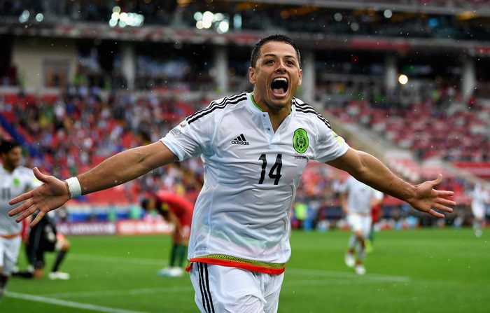 Javier Hernández celebrating a goal for Mexico