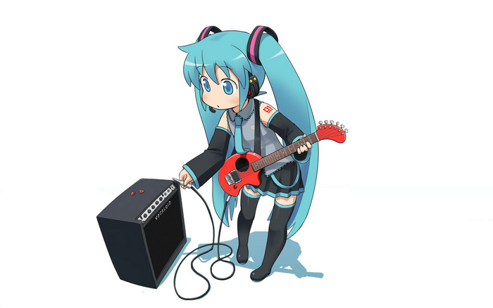 Hatsune Miku with Guitar and Amplifier