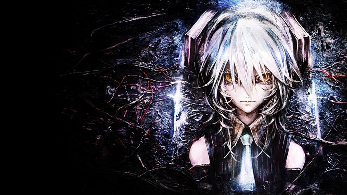 Hatsune Miku with headphones and tie