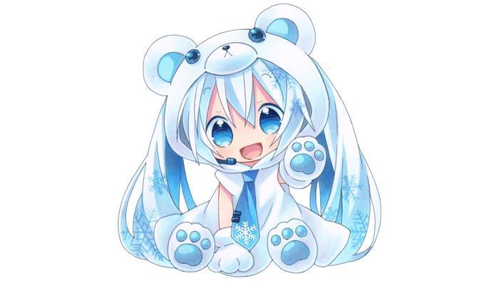 Hatsune Miku in a polar bear costume